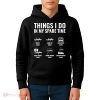 Things I Do In My Spare Time Funny Car Guy Car Enthusiast Kids Hoodie thumb 4