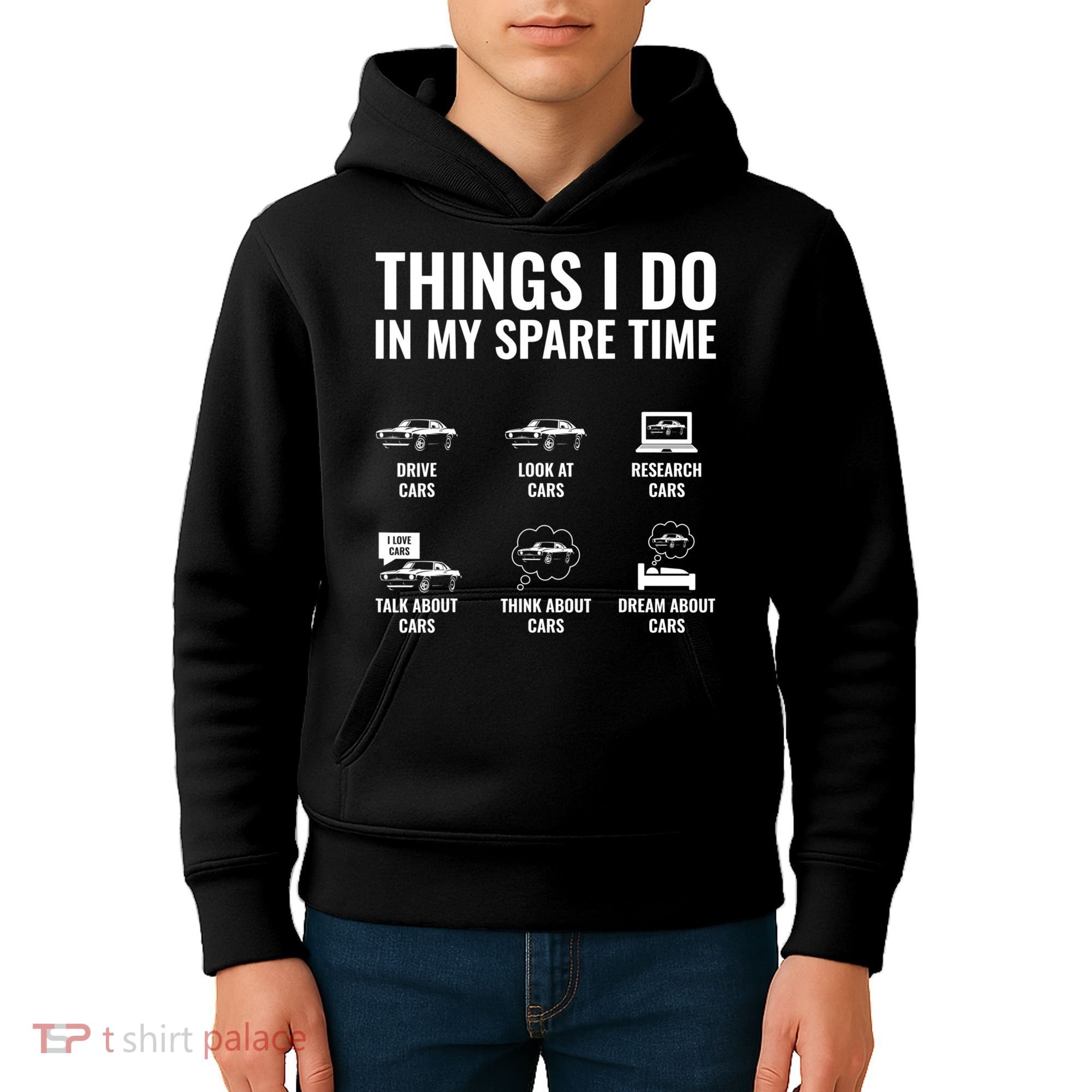 Things I Do In My Spare Time Funny Car Guy Car Enthusiast Kids Hoodie