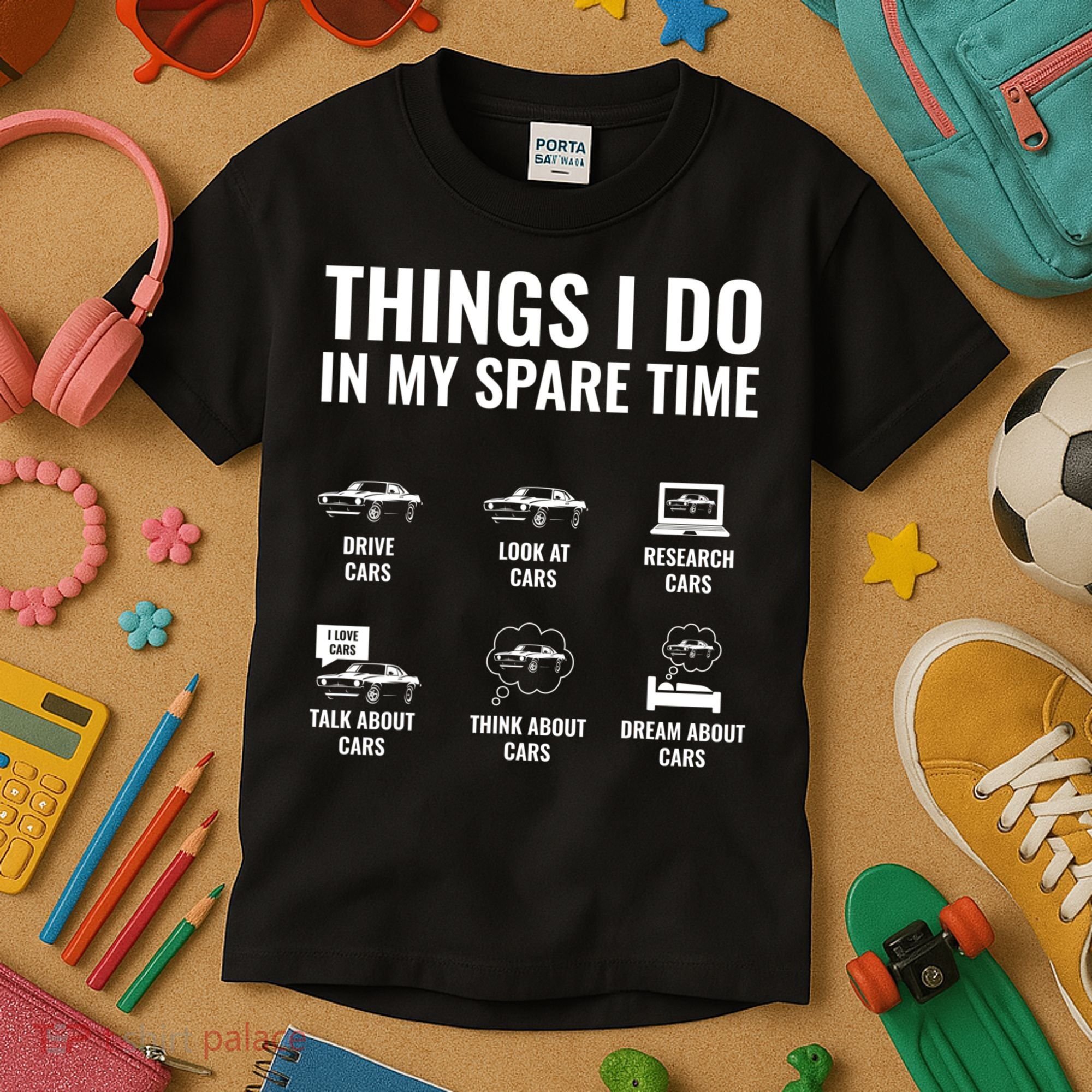 Things I Do In My Spare Time Funny Car Guy Car Enthusiast Kids T-Shirt
