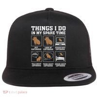 Things I Do In My Spare Time Capybara Funny Rodent Flat Bill Trucker Hat thumb 0