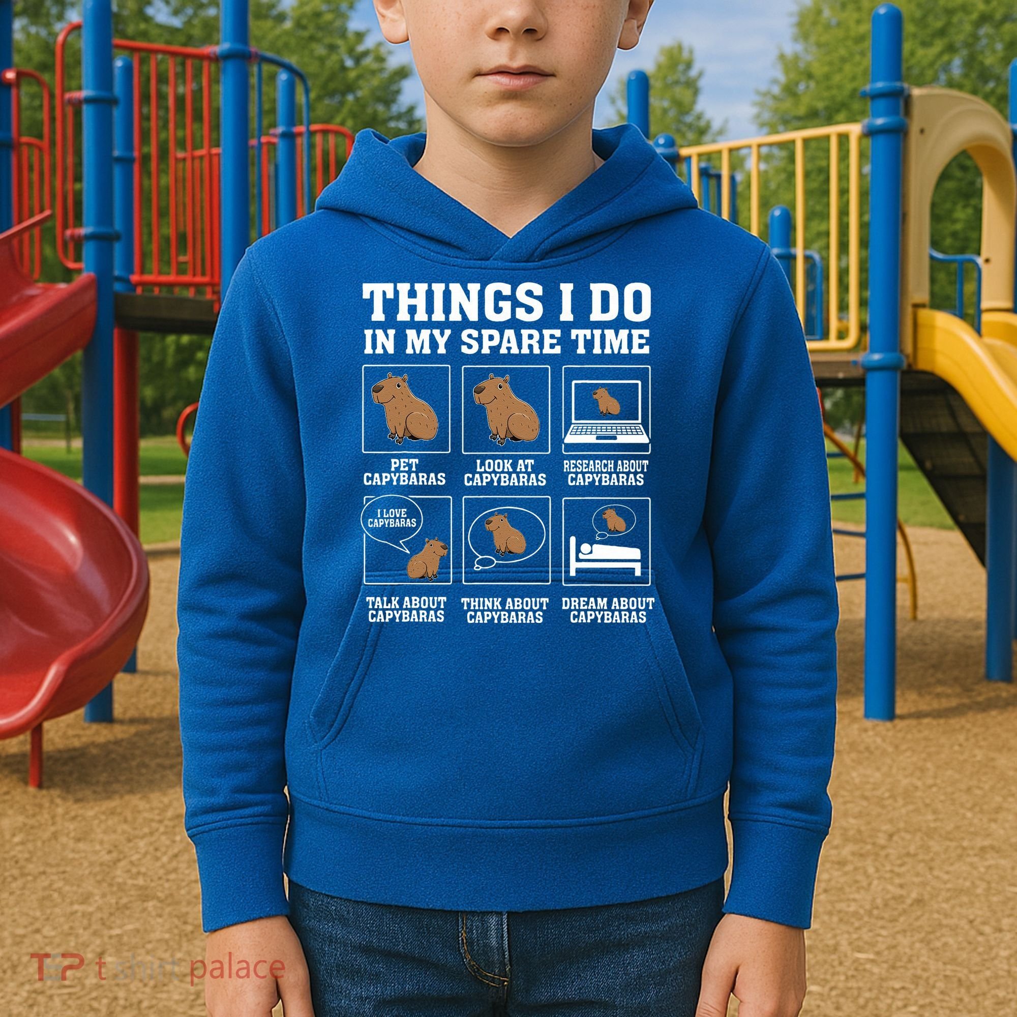 Things I Do In My Spare Time Capybara Funny Rodent Kids Hoodie