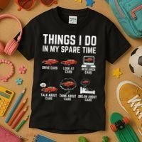 Things I Do In My Spare Time Funny Car Enthusiast Car Lover Kids T-Shirt thumb 3