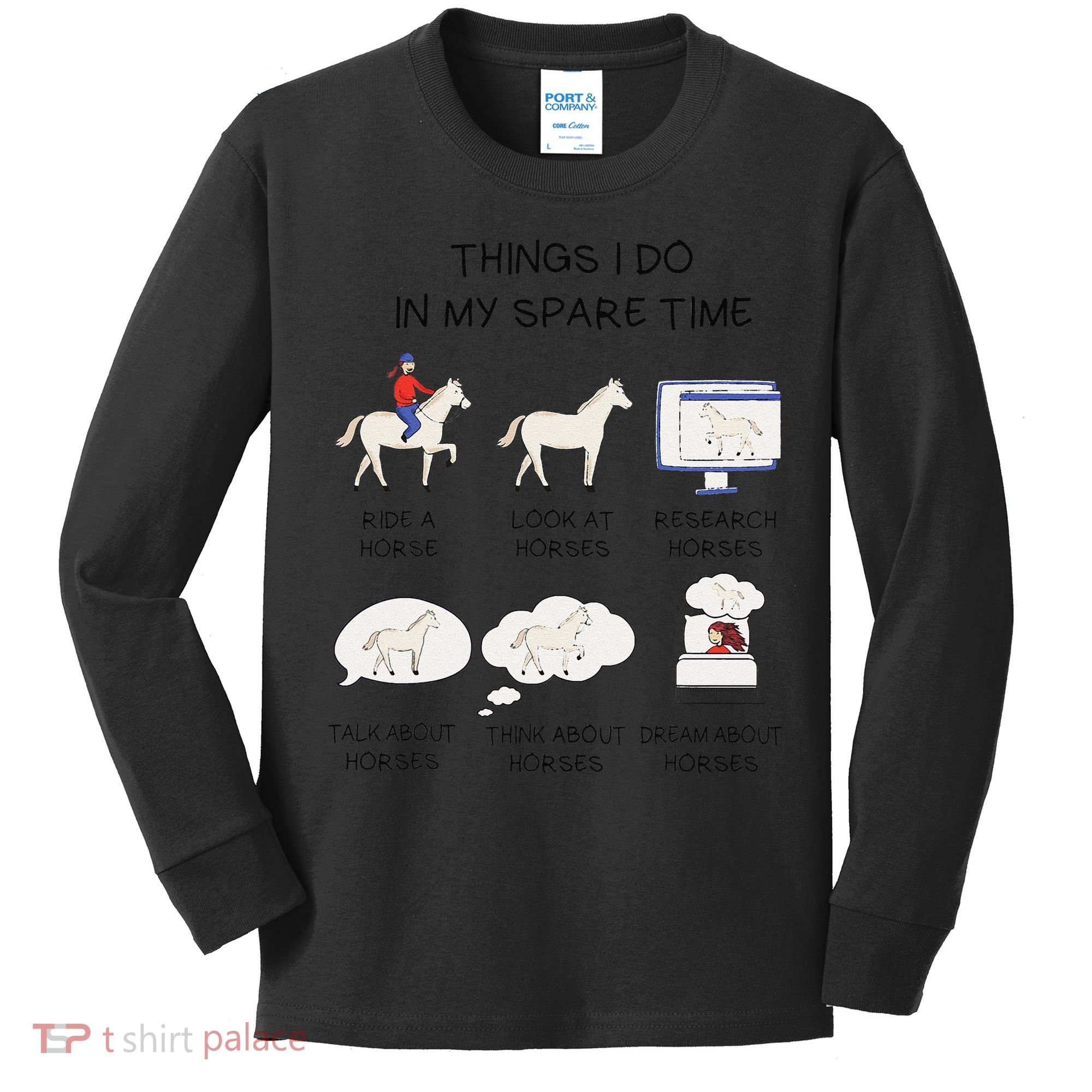 Things I Do In My Spare Time Horse Lover Kids Long Sleeve Shirt