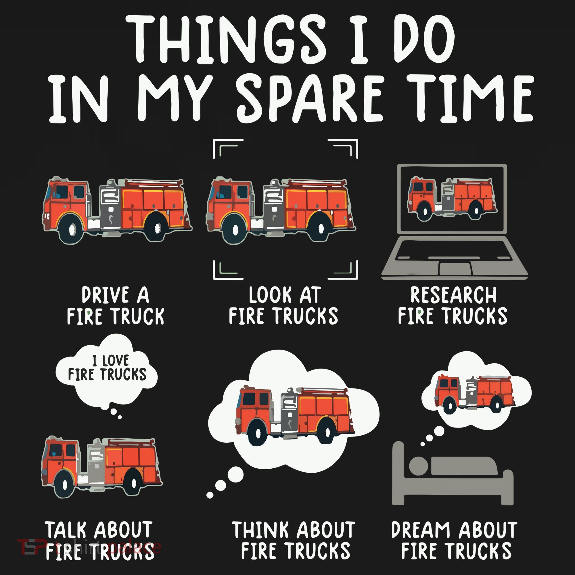 Things I Do In My Spare Time Funny Fire Truck Firefighter Women's Hoodie