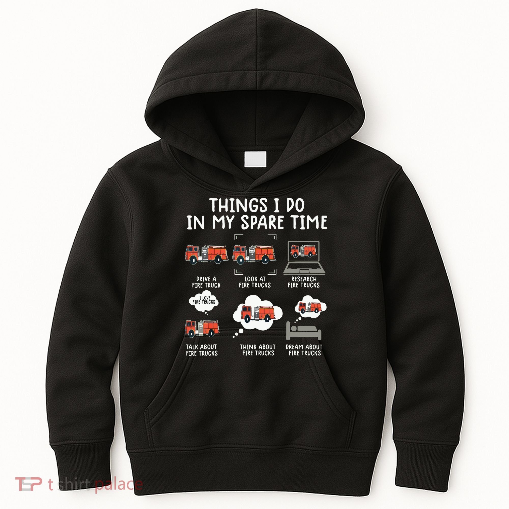 Things I Do In My Spare Time Funny Fire Truck Firefighter Kids Hoodie