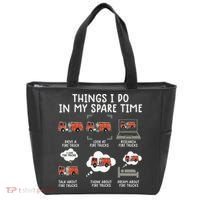 Things I Do In My Spare Time Funny Fire Truck Firefighter Tote Bag thumb 0