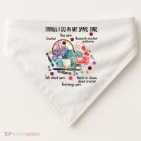 Thing I Do In My Spare Time Crochet Funny Crocheting Great Gift USA-Made Doggie Bandana thumb 0