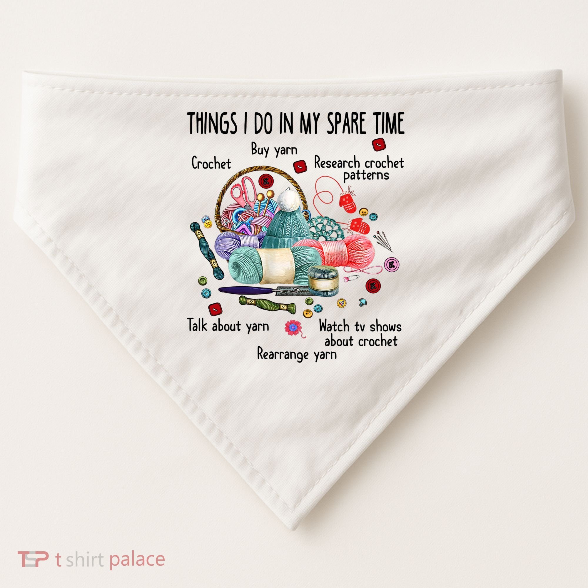 Thing I Do In My Spare Time Crochet Funny Crocheting Great Gift USA-Made Doggie Bandana