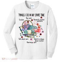 Thing I Do In My Spare Time Crochet Funny Crocheting Great Gift Kids Long Sleeve Shirt thumb 0