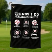 Things I Do In My Spare Time Funny Baseball Lover Costume Golf Towel thumb 1