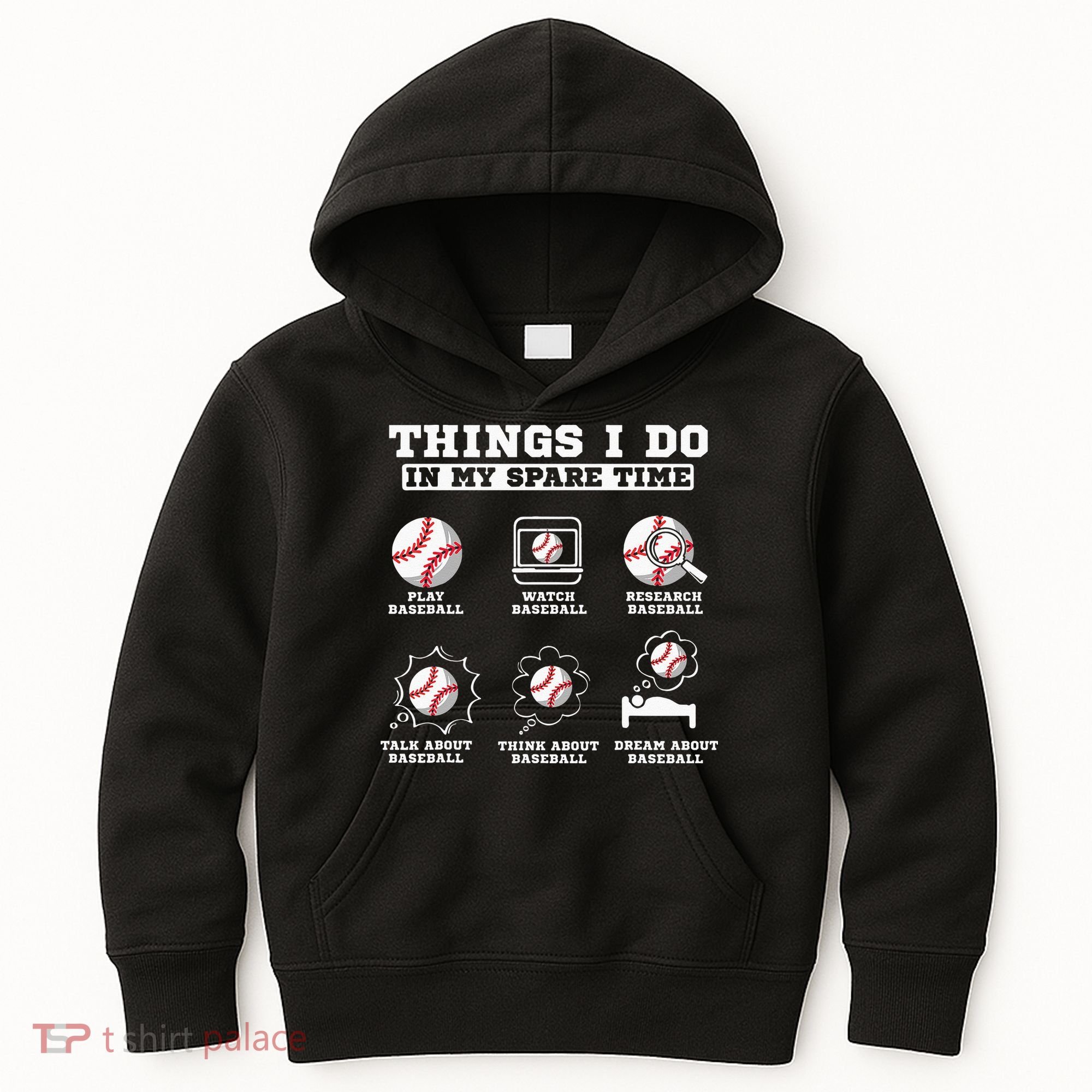 Things I Do In My Spare Time Funny Baseball Lover Costume Kids Hoodie