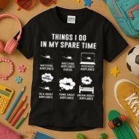 Things I do in my spare time Airplane Gift Kids T-Shirt thumb 3