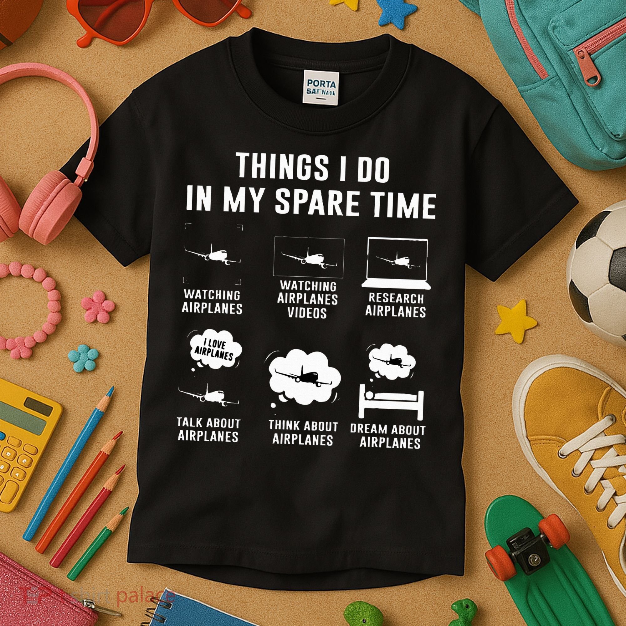 Things I do in my spare time Airplane Gift Kids T-Shirt