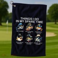Things I Do In My Spare Time Funny Fishing Golf Towel thumb 1