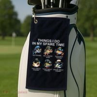 Things I Do In My Spare Time Funny Fishing Golf Towel thumb 2