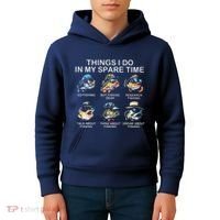 Things I Do In My Spare Time Funny Fishing Kids Hoodie thumb 4