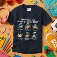 Things I Do In My Spare Time Funny Fishing Kids T-Shirt thumb 3