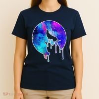 Tie Die Colorful Wolf Howling Dripping Moon  T-Shirt thumb 4