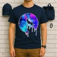 Tie Die Colorful Wolf Howling Dripping Moon  T-Shirt thumb 6