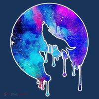 Tie Die Colorful Wolf Howling Dripping Moon  T-Shirt thumb 7