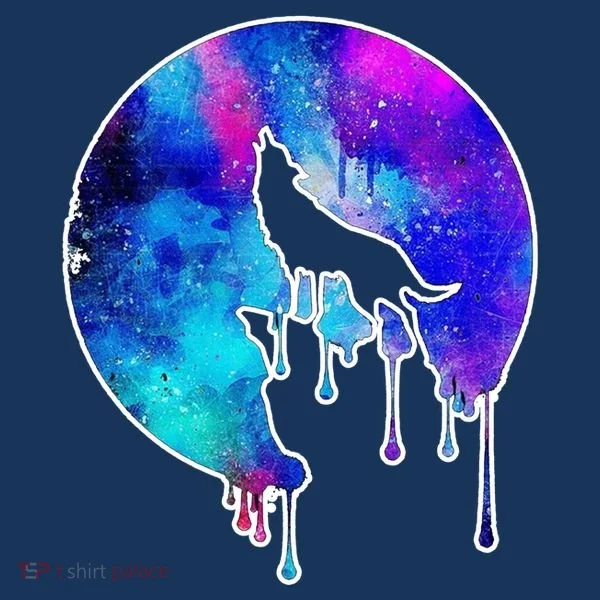 Tie Die Colorful Wolf Howling Dripping Moon  Toddler Hoodie