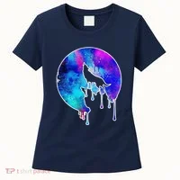 Tie Die Colorful Wolf Howling Dripping Moon  Women's T-Shirt thumb 0