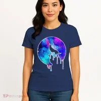 Tie Die Colorful Wolf Howling Dripping Moon  Women's T-Shirt thumb 4