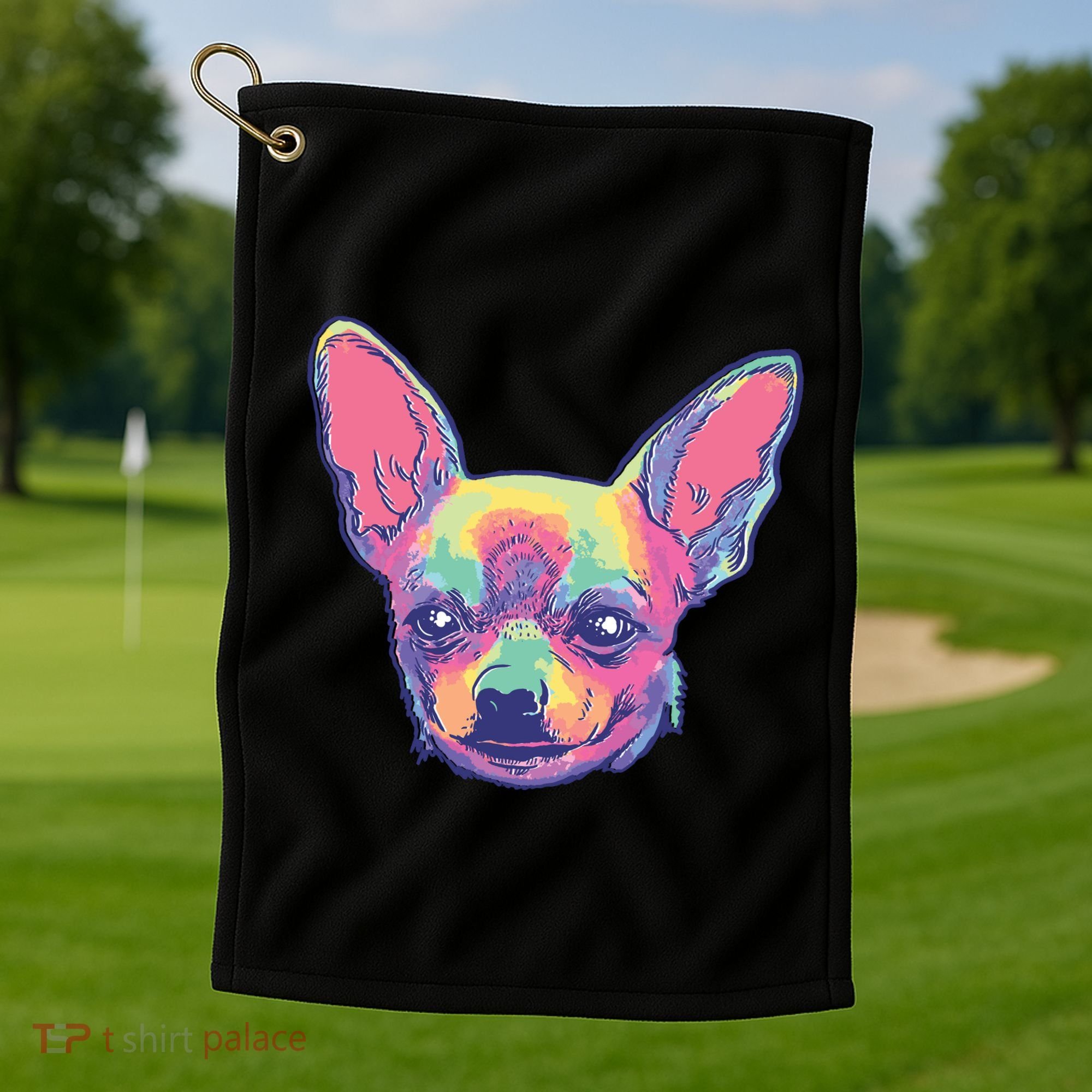 Tie Dye Chihuahua Golf Towel