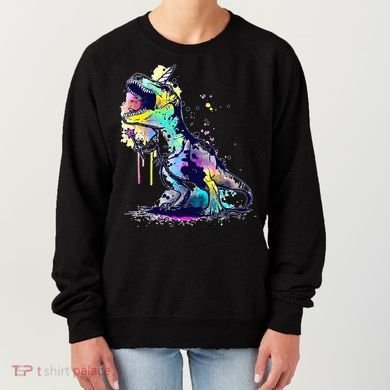 Tie Dye Colorful Trex Dinosaur Women's Sweatshirt