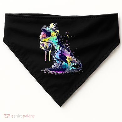 Tie Dye Colorful Trex Dinosaur USA-Made Doggie Bandana