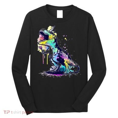 Tie Dye Colorful Trex Dinosaur Long Sleeve Shirt