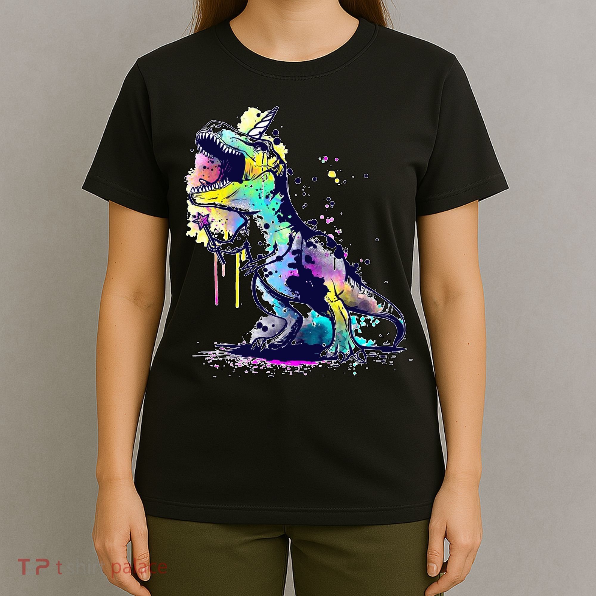 Tie Dye Colorful Trex Dinosaur T-Shirt