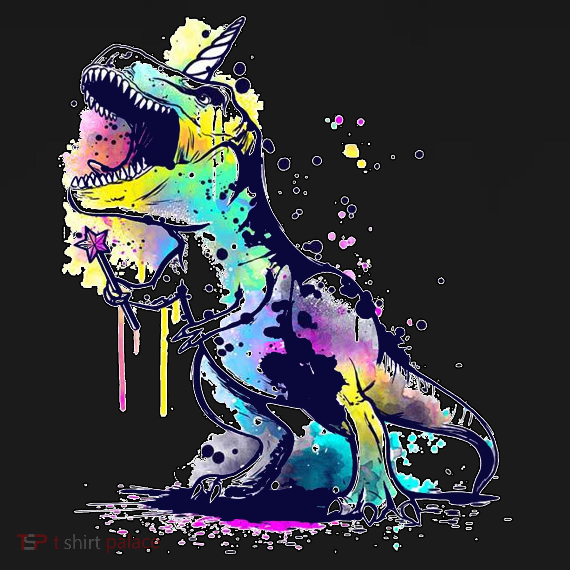 Tie Dye Colorful Trex Dinosaur T-Shirt