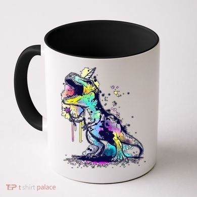 Tie Dye Colorful Trex Dinosaur Coffee Mug