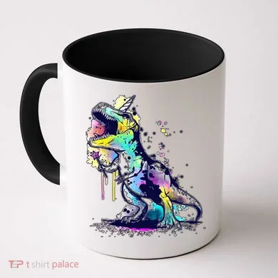 Tie Dye Colorful Trex Dinosaur Coffee Mug