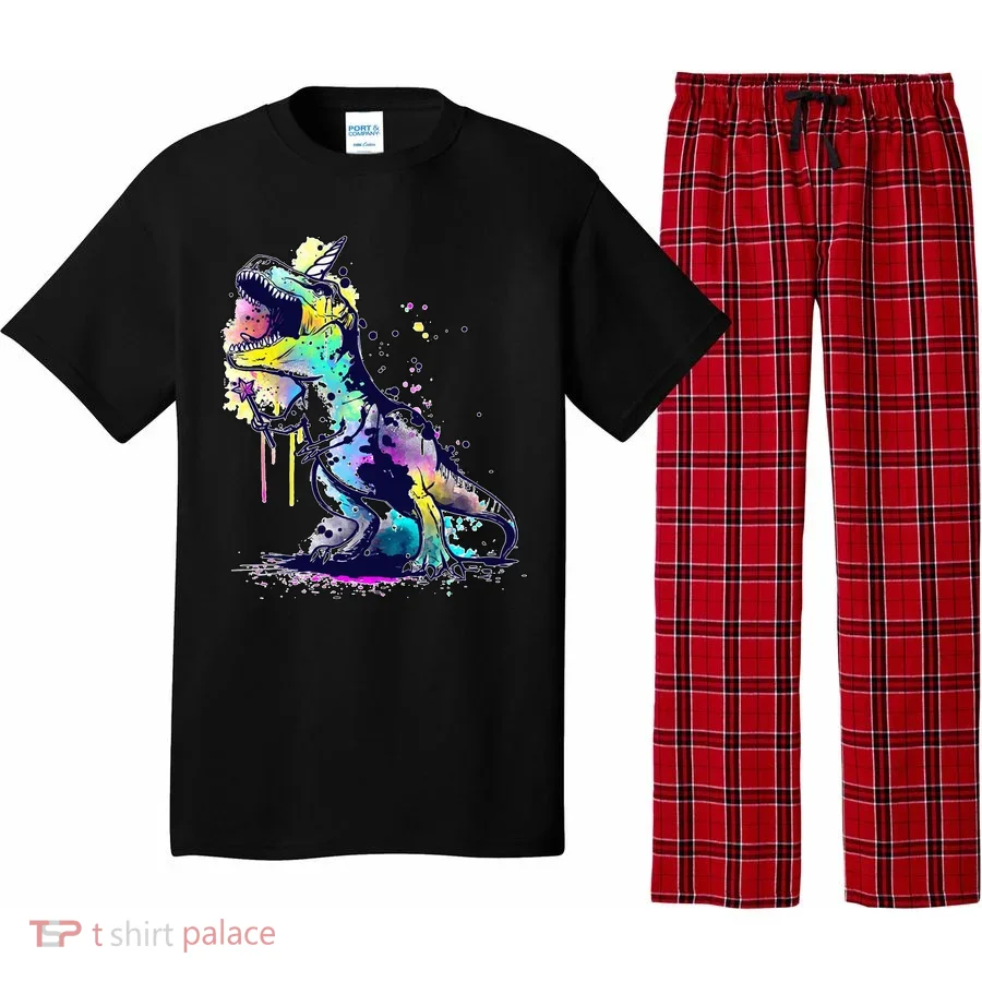 Tie Dye Colorful Trex Dinosaur Pajama Set