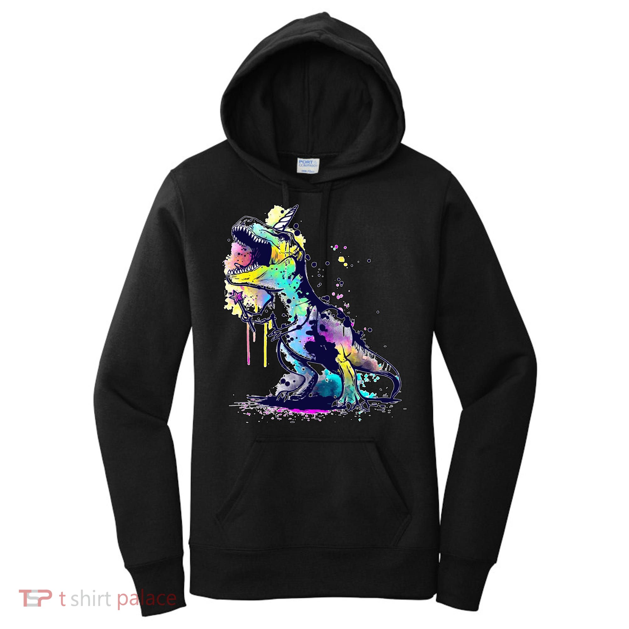 Tie Dye Colorful Trex Dinosaur Women's Hoodie