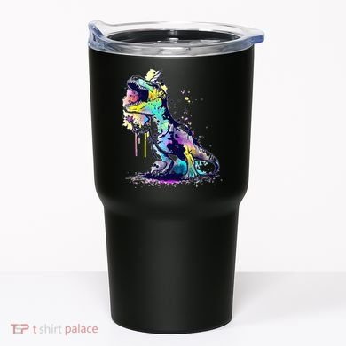 Tie Dye Colorful Trex Dinosaur Tumbler
