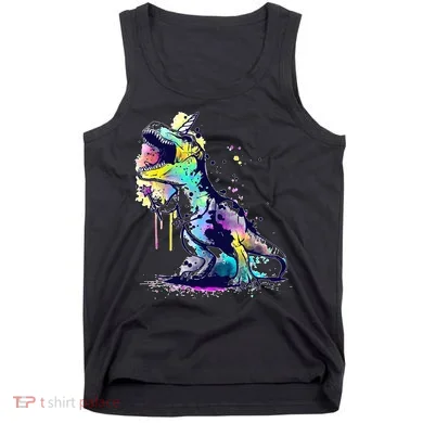 Tie Dye Colorful Trex Dinosaur Tank Top