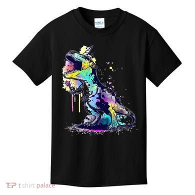Tie Dye Colorful Trex Dinosaur Kids T-Shirt