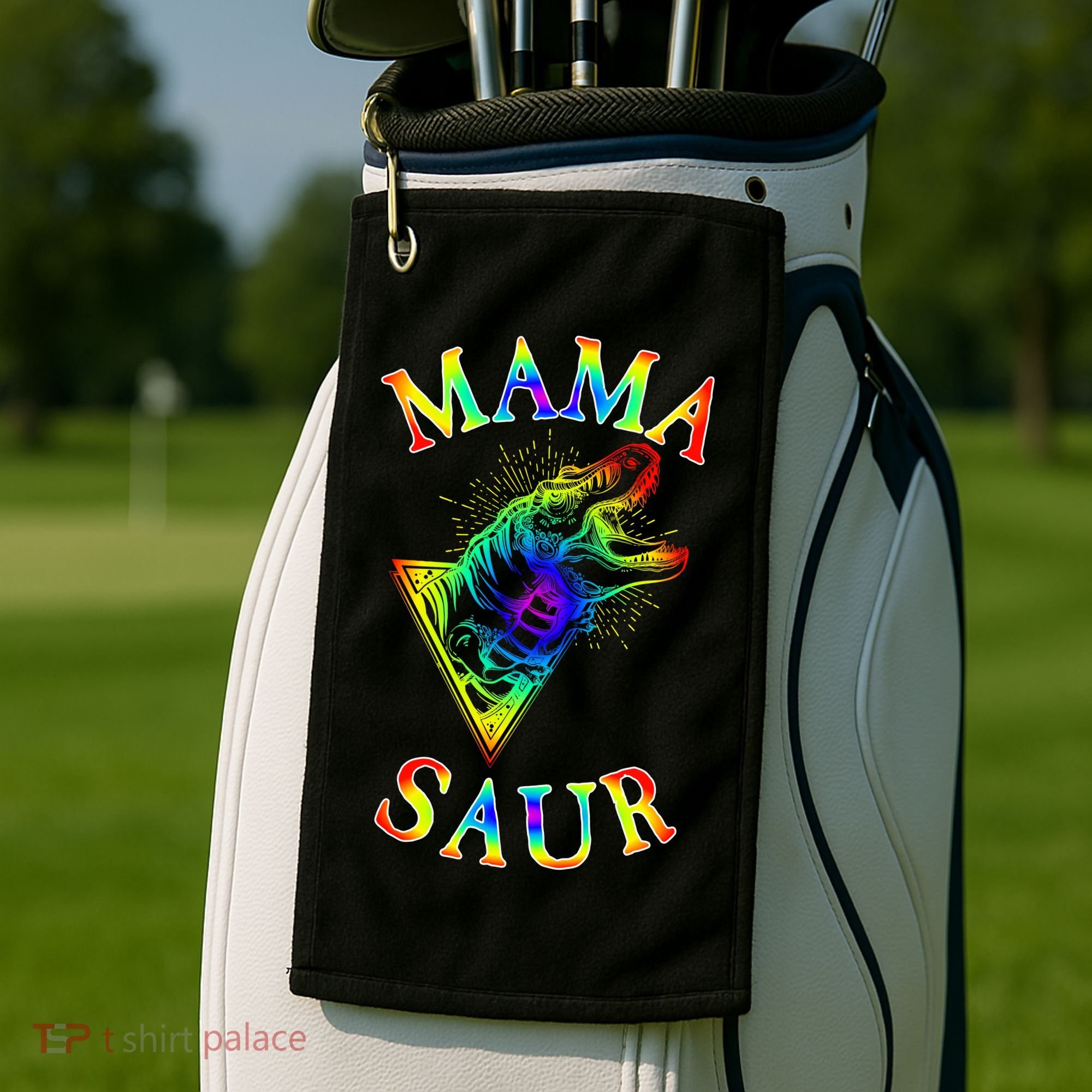 Tie Dye Mama Saur Mamasaurus T-Rex Dinosaur Golf Towel