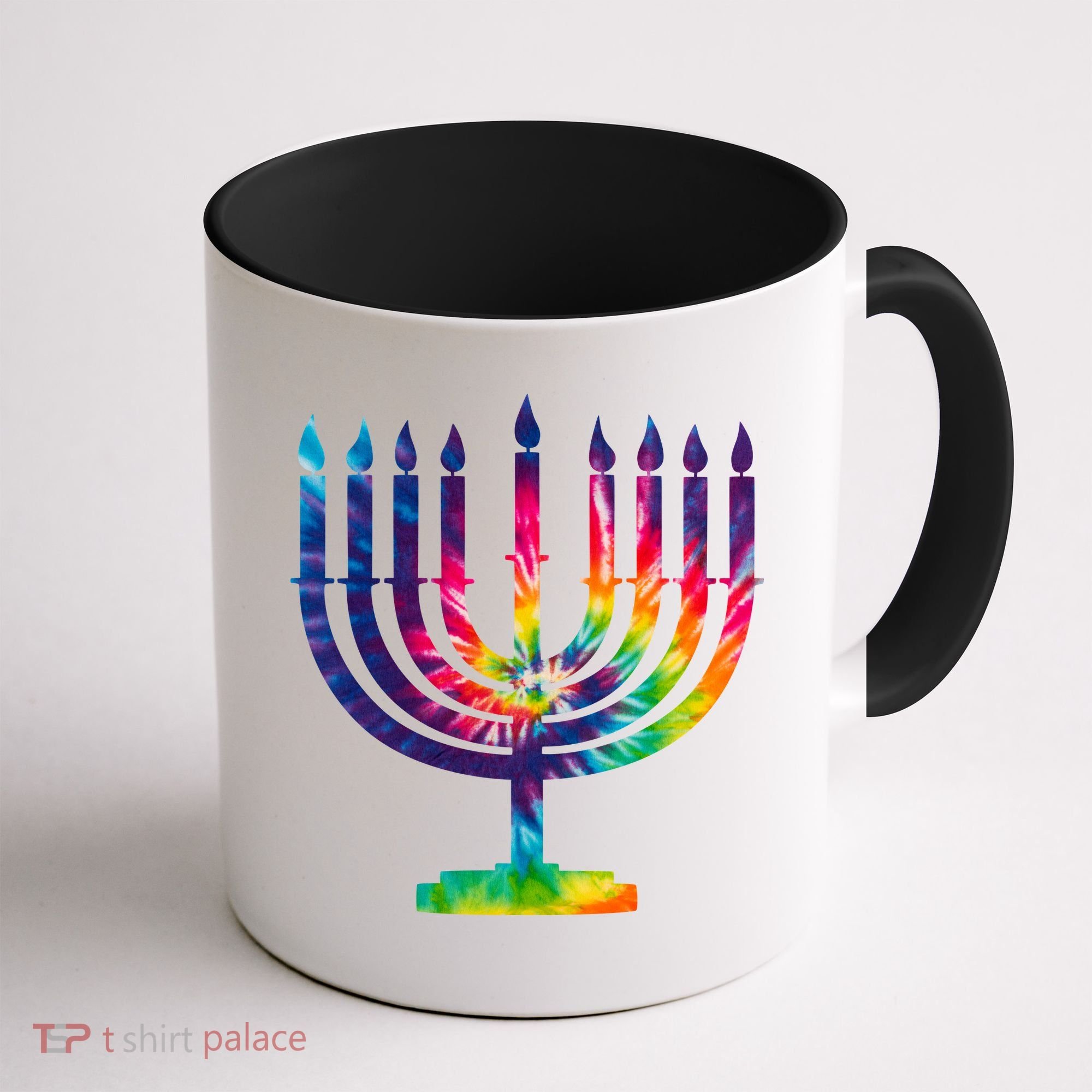 Tie Dye Menorah Hanukkah Chanukah Coffee Mug