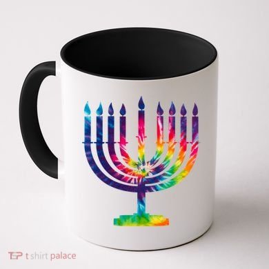 Tie Dye Menorah Hanukkah Chanukah Coffee Mug