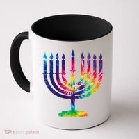 Tie Dye Menorah Hanukkah Chanukah Coffee Mug thumb 0