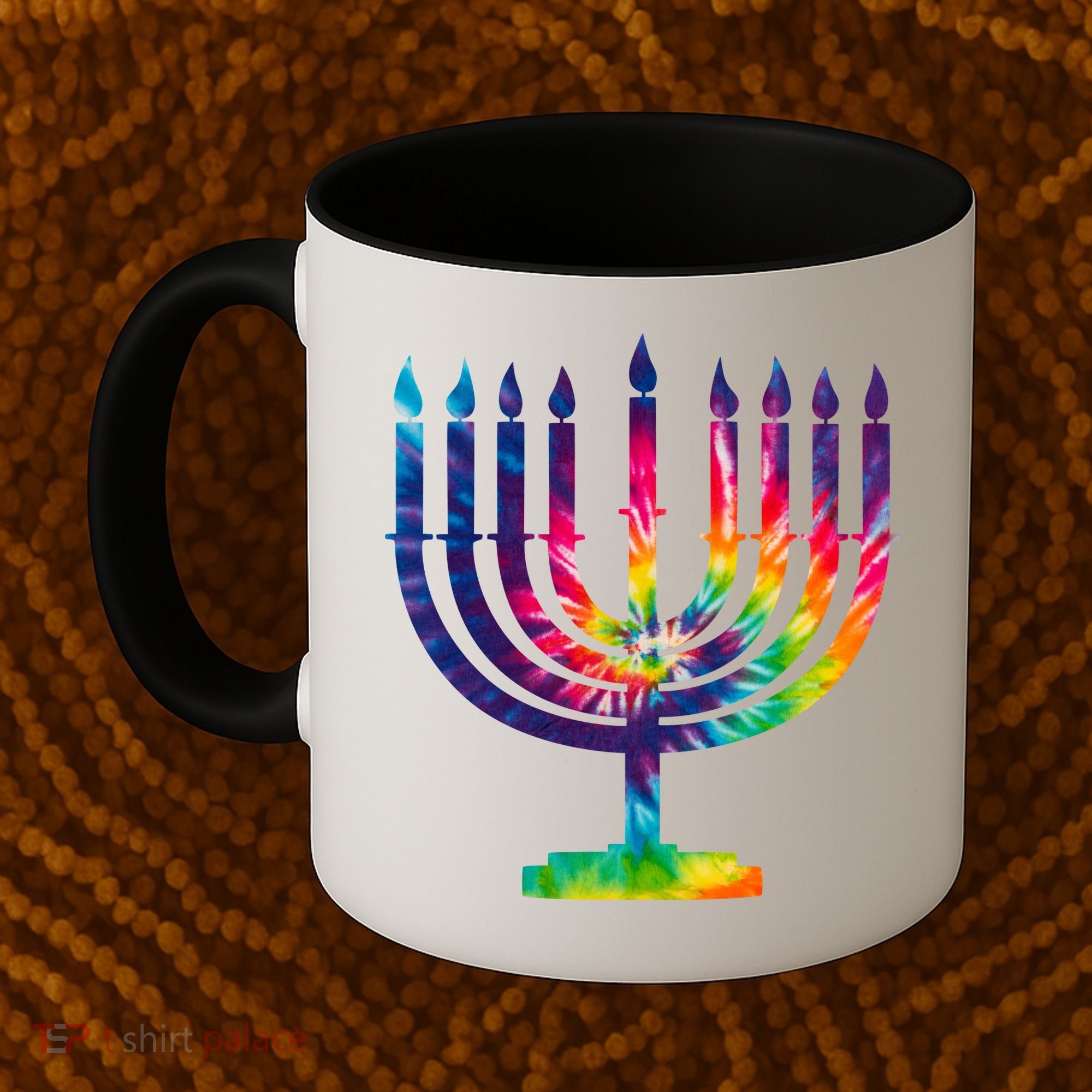 Tie Dye Menorah Hanukkah Chanukah Coffee Mug