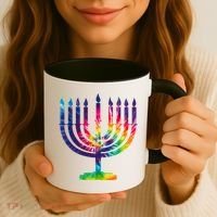 Tie Dye Menorah Hanukkah Chanukah Coffee Mug thumb 3