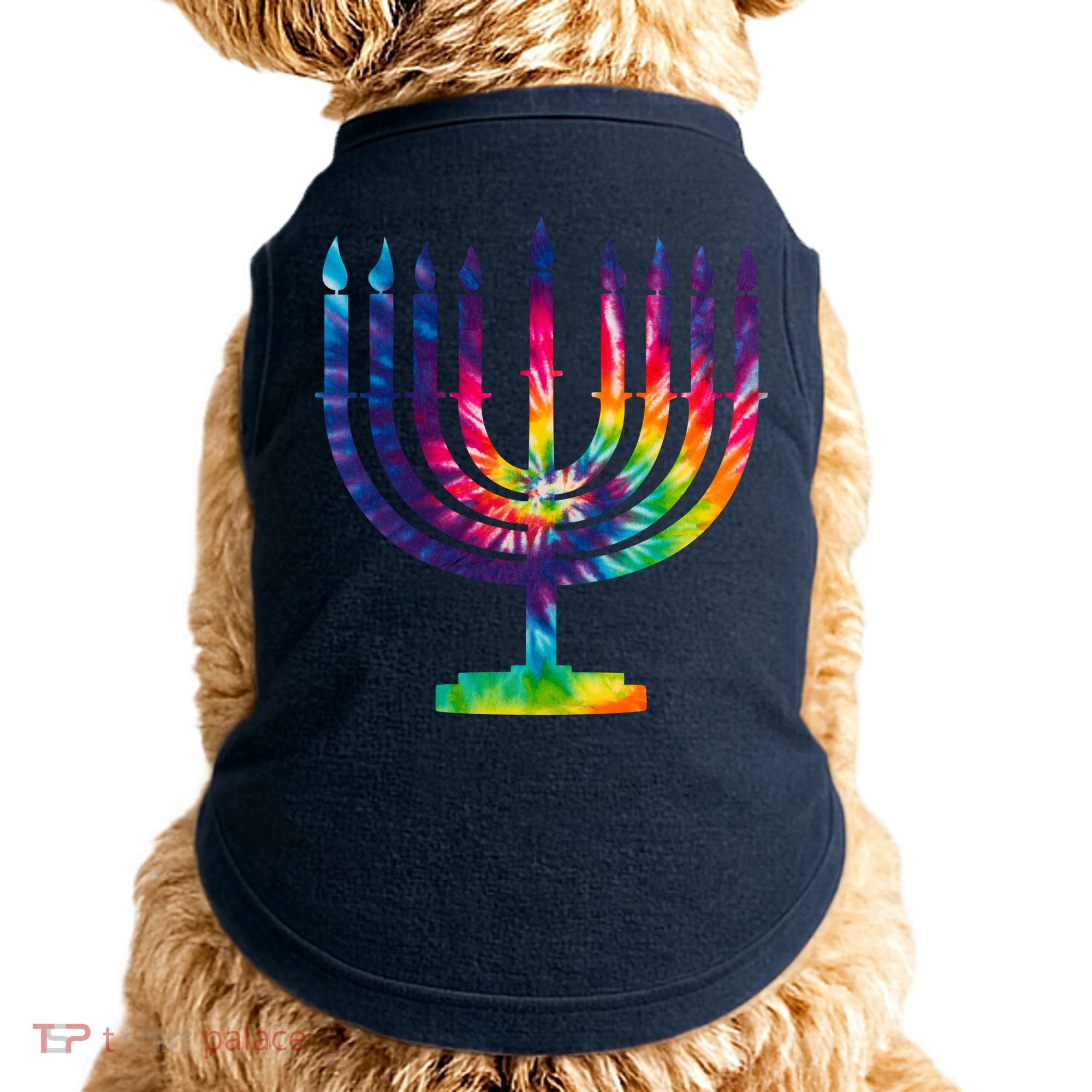 Tie Dye Menorah Hanukkah Chanukah Doggie Tank