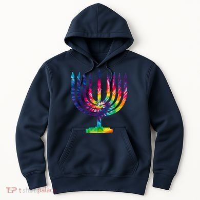 Tie Dye Menorah Hanukkah Chanukah Hoodie