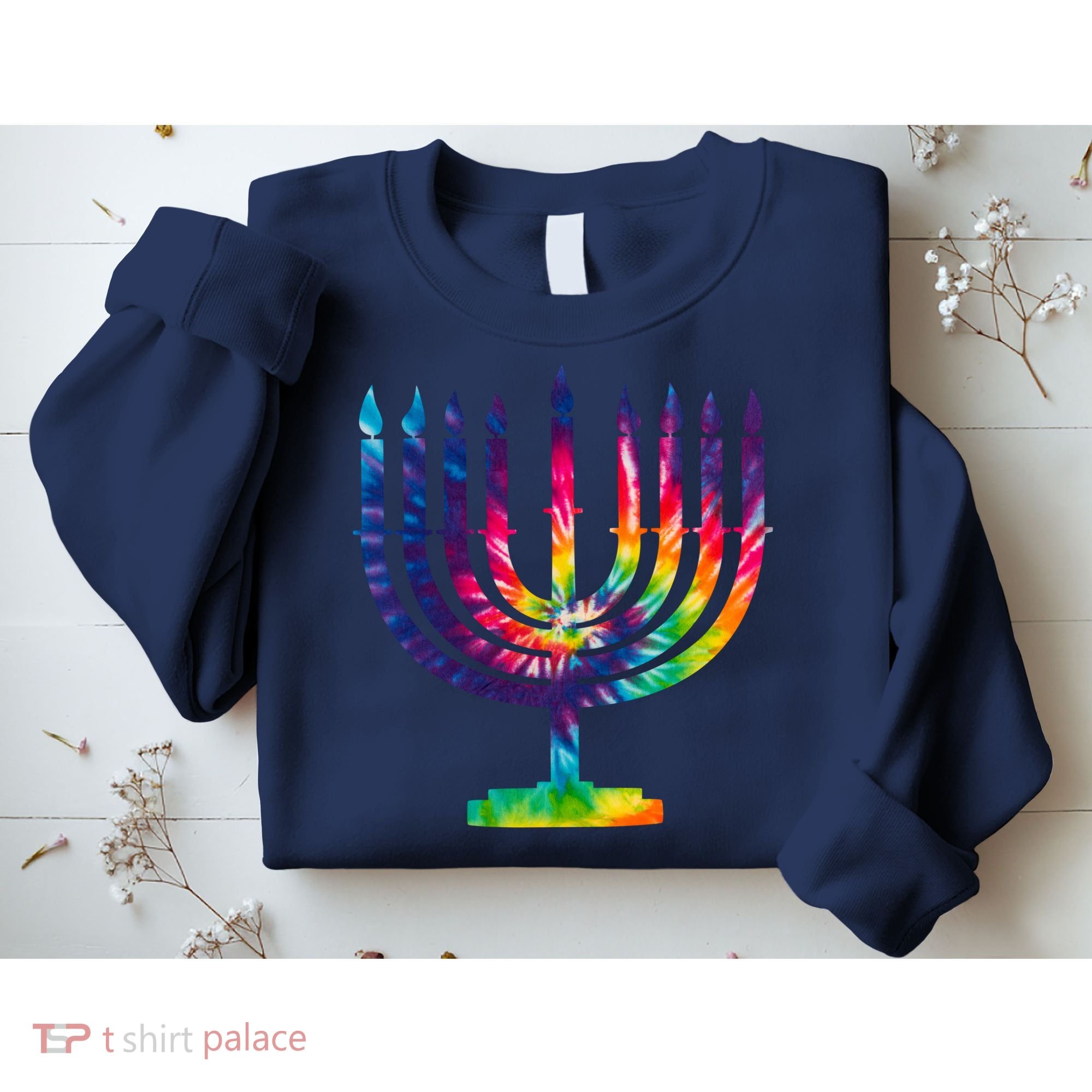 Tie Dye Menorah Hanukkah Chanukah Sweatshirt