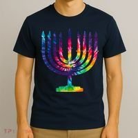 Tie Dye Menorah Hanukkah Chanukah T-Shirt thumb 3